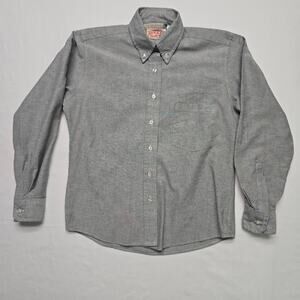 Red Kapp Womens Work Button Up Gray Medium Long Sleeve Workwear Shirt